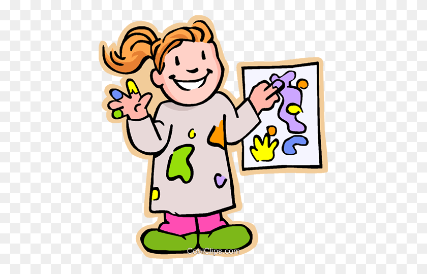 451x480 Girl Artist Showing Painting Royalty Free Vector Clip Art - Painting Clipart PNG