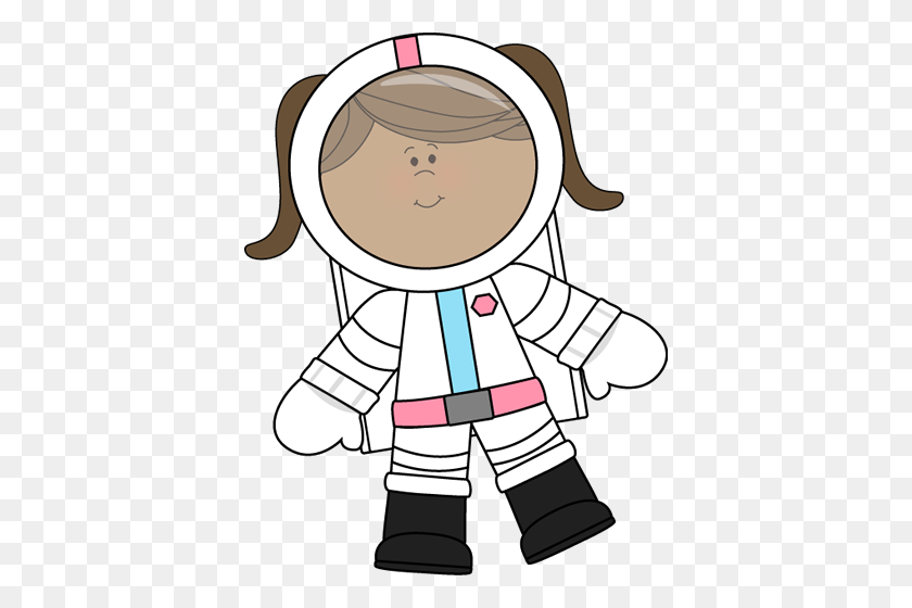 390x500 Girl Astronaut Floating Boysspacerocket Space - Spaceman Clipart