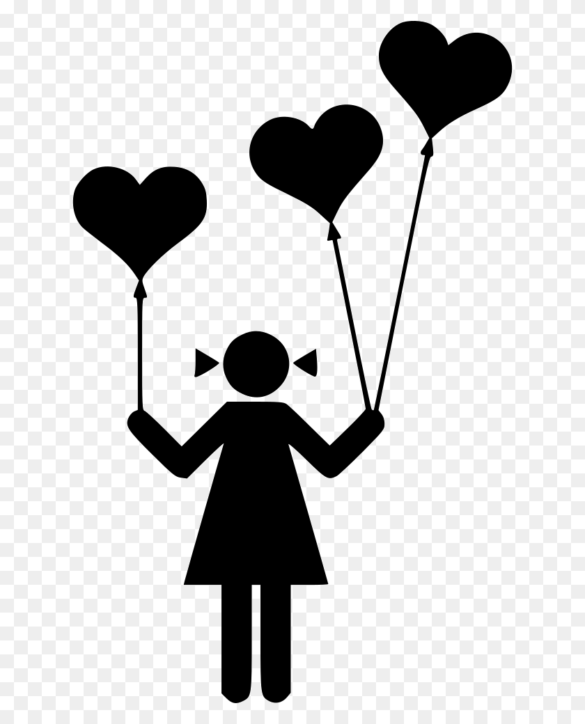 632x980 Girl Balloon Heart Love Kid Person Balloons Png Icon Free - Girl Icon PNG