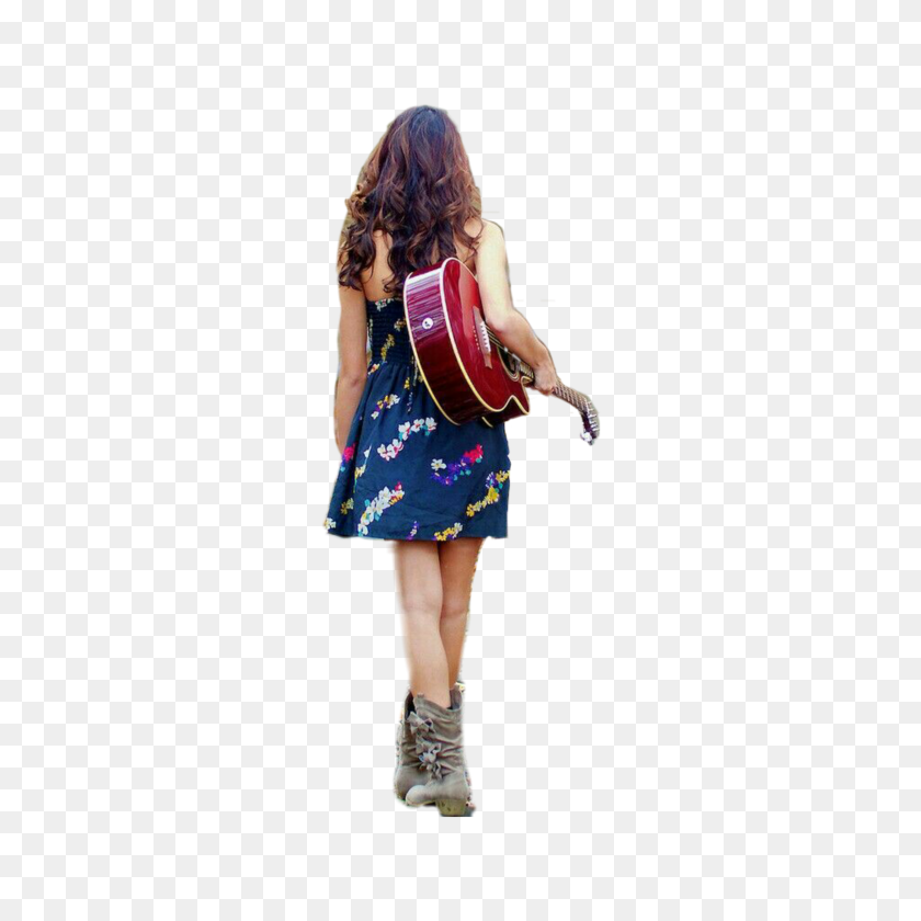 2289x2289 Girl Behind Walking Gitar Outside - Girl Walking PNG