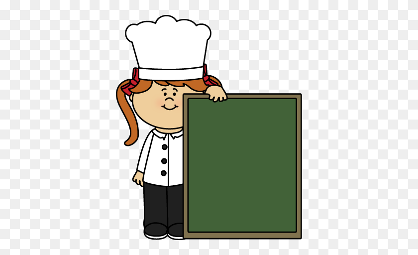 374x452 Girl Chef And Chalkboard Clip Art - Girl Chef Clipart