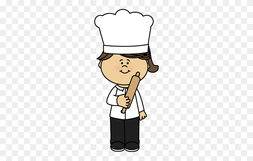 214x476 Girl Chef Holding A Rolling Pin Clip Art - Rolling Pin Clipart