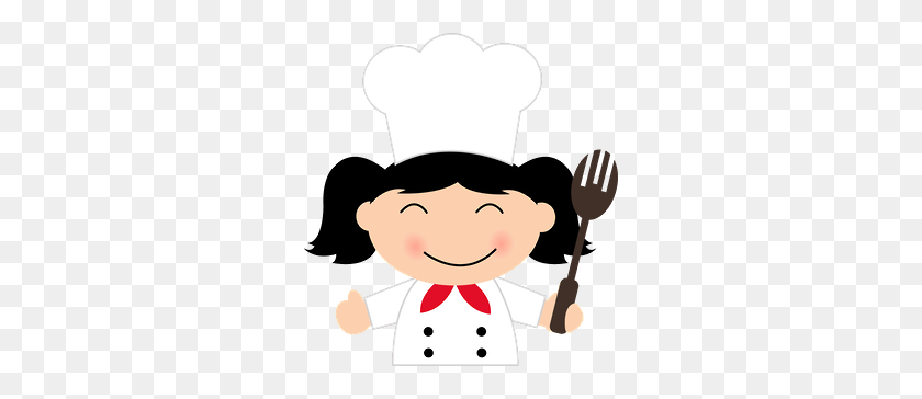 286x304 Girl Chef With Fork Cook Book Divider Photos Clip - Quiet Clipart