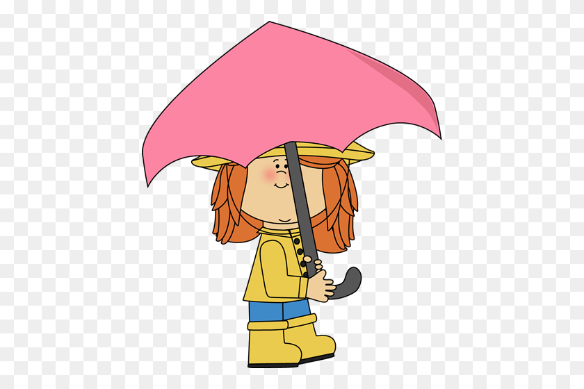 432x500 Girl Clipart Umbrella - Student Walking Clipart