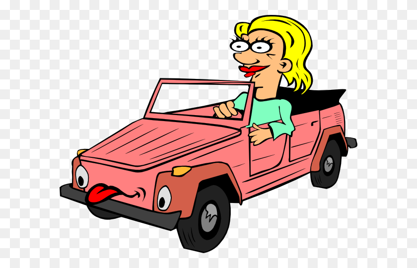600x480 Girl Driving Car Cartoon Clip Art - To Drive Clipart