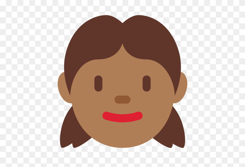 512x512 Girl Emoji With Medium Dark Skin Tone Meaning And Pictures - Girl Emoji PNG