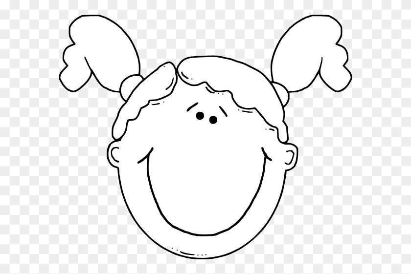 600x501 Clipart De Cara De Niña - Clipart De Niña En Blanco Y Negro