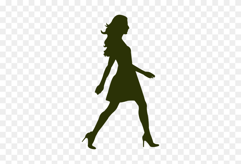 512x512 Girl Fashion Walking Silhouette - Walking Silhouette PNG