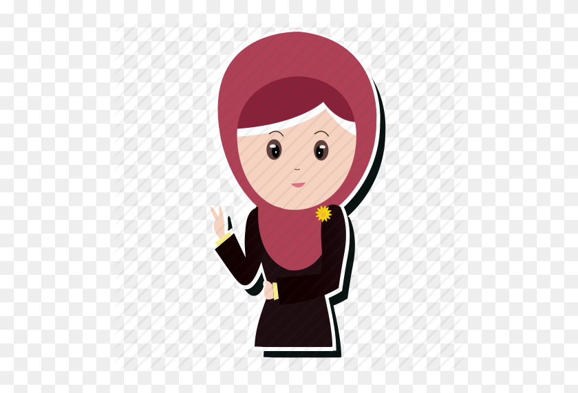 512x512 Girl, Hijab, Muslim, Peace Icon - Hijab PNG