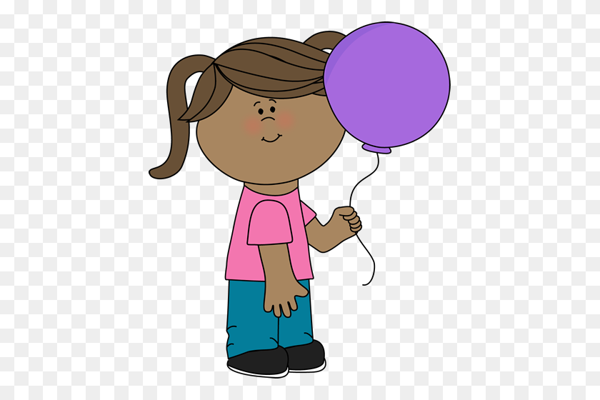 423x500 Girl Holding A Balloon Clip Art - Balloons Clipart Transparent