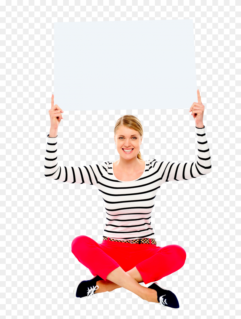 3100x4182 Girl Holding Banner Royalty Free Png Photo Png Play - Pink Banner PNG
