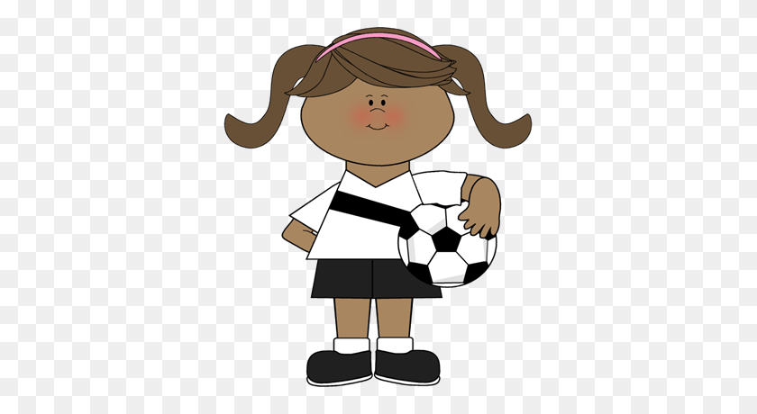 343x400 Girl Holding Soccer Ball Library Soccer Ball - Parent Meeting Clipart