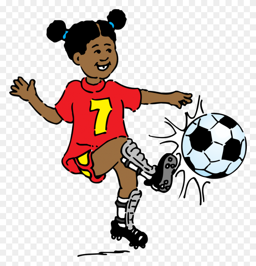 958x1000 Girl Kicking Soccer Ball - Messi Clipart