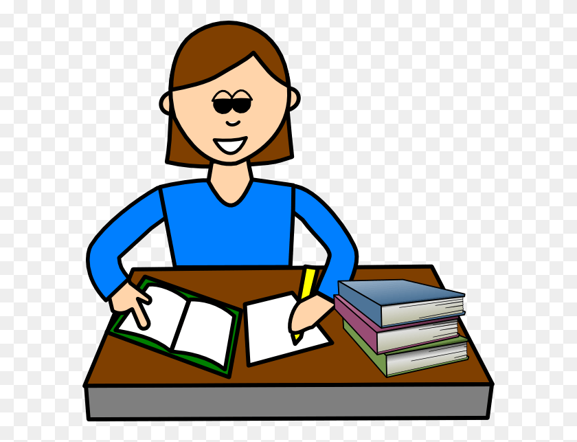 600x583 Girl Learning Cliparts - Kid Doing Homework Clipart