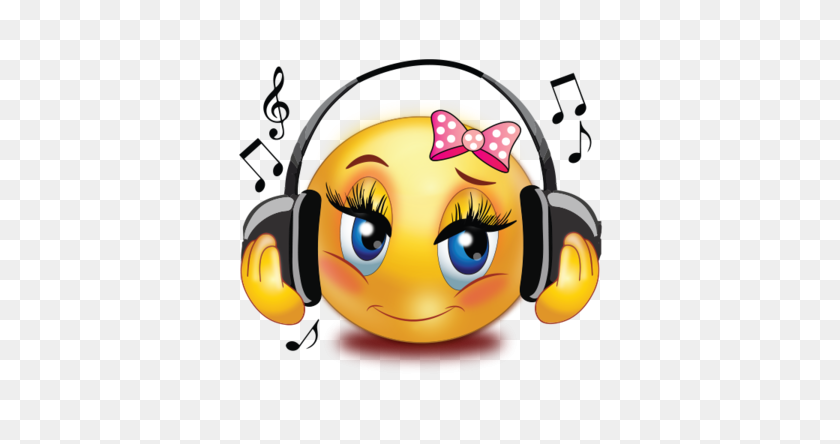 384x384 Chica Escuchar Música Emoji - Música Emoji Png