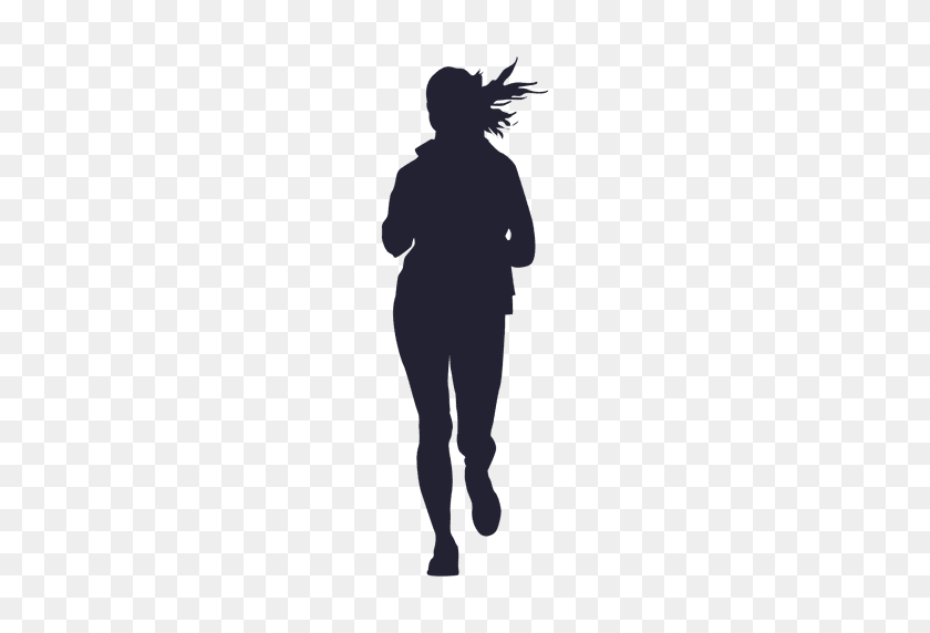 512x512 Girl Marathon Running Silhouette - Running Silhouette PNG