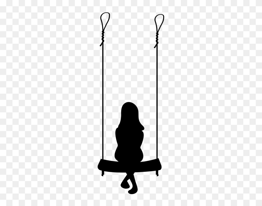 242x600 Girl On Swing Silhouette Png Transparent Clip Art Gallery - Swing Clipart Black And White