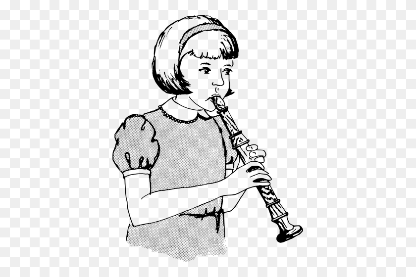 385x500 Girl Playing A Recorder - Recorder Clipart