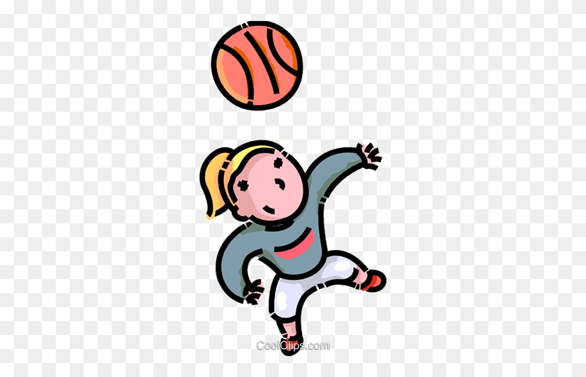 268x480 Girl Playing Basketball Royalty Free Vector Clip Art Illustration - Playing Basketball Clipart