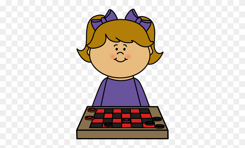 317x450 Girl Playing Checkers Clip Art - Play Clipart