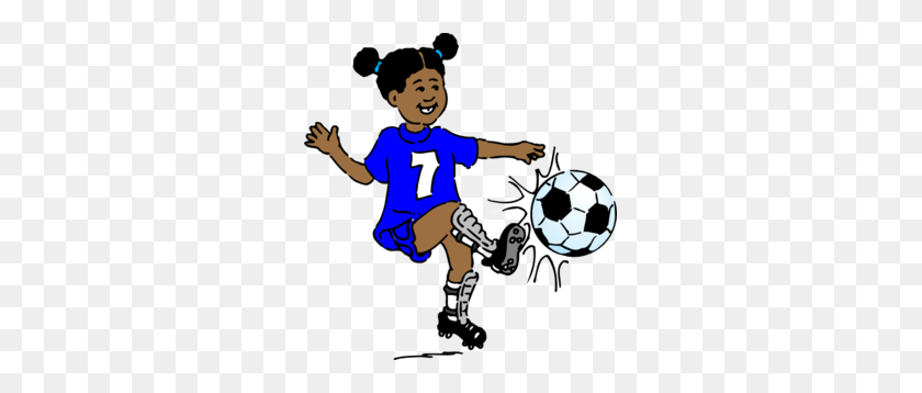285x298 Girl Playing Footy Clip Art - Playing Football Clipart