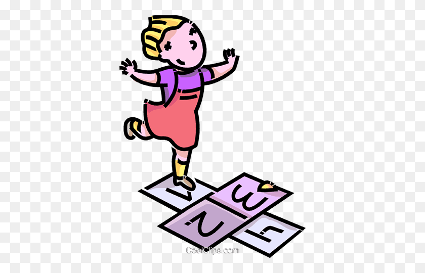 368x480 Girl Playing Hopscotch Royalty Free Vector Clip Art Illustration - Girl Playing Clipart