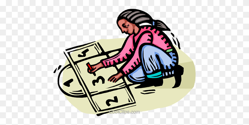 480x363 Девушка Играет В Классики Роялти Бесплатно Векторные Иллюстрации - Классики Клипарт