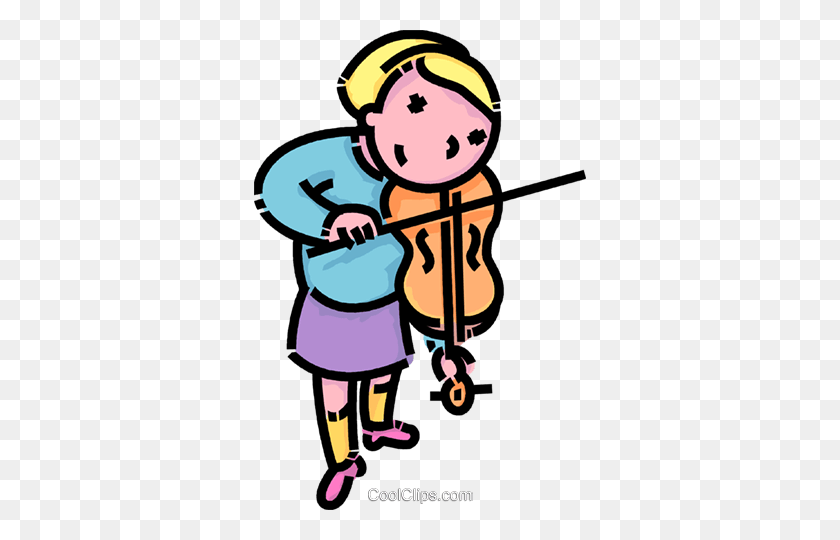 332x480 Girl Playing The Violin Royalty Free Vector Clip Art Illustration - Girl Playing Clipart