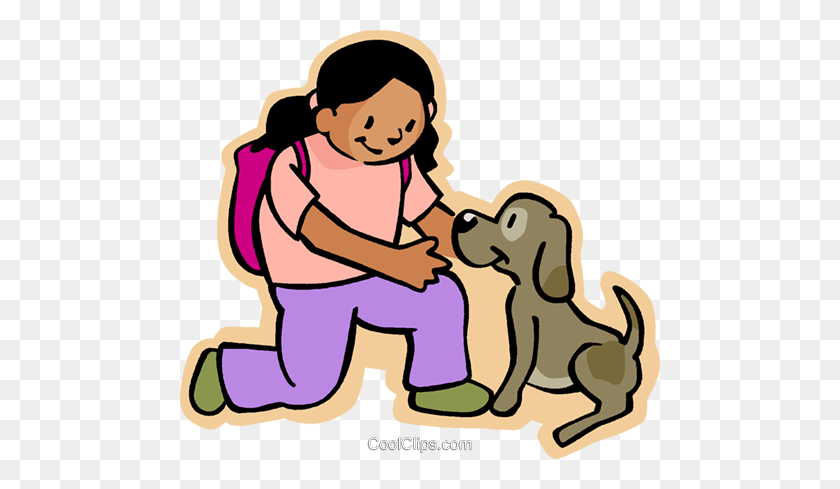 480x429 Girl Playing With Dog Royalty Free Vector Clip Art Illustration - Year Of The Dog Clipart