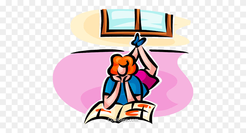 480x396 Girl Reading A Magazine Royalty Free Vector Clip Art Illustration - Narrator Clipart
