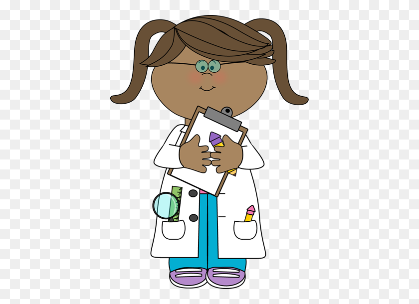 398x550 Girl Scientist With Clipboard - Science Lab Clipart
