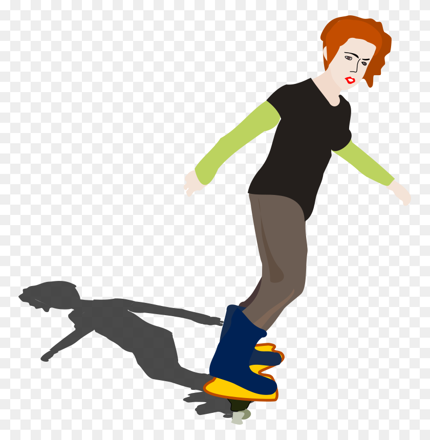767x800 Girl Skateboard Clipart - Young And Old Clipart