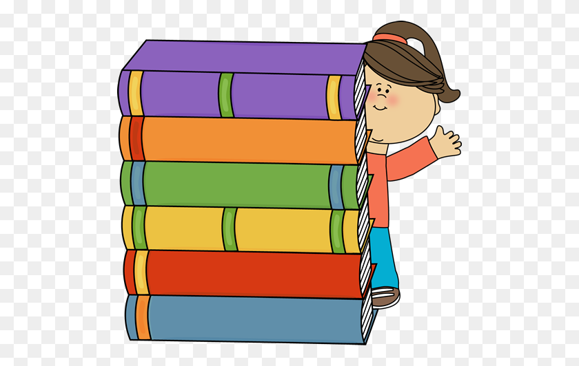 500x472 Girl Standing Behind Stack Of Big Books Clipart Book Clip Art - Stack Clipart
