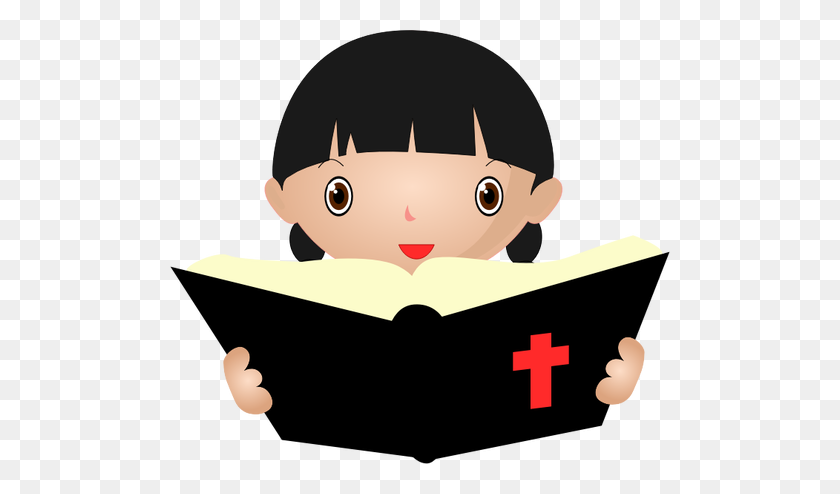 500x434 Girl Studying Bible - Study Group Clipart