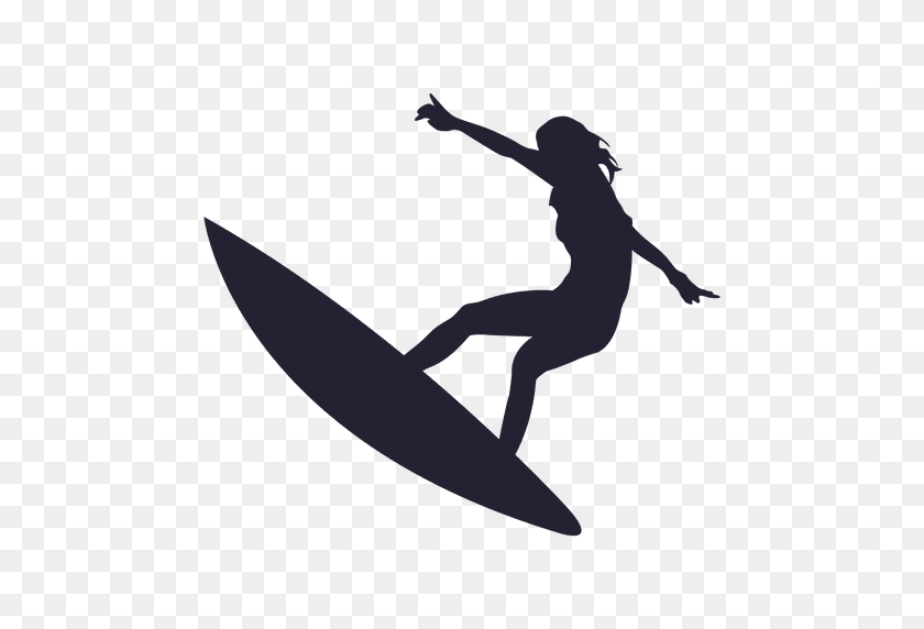 512x512 Girl Surfing Jump Silhouette - Surfing PNG