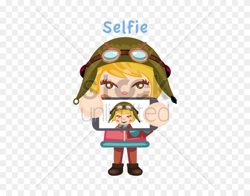 600x600 Girl Taking A Selfie Vector Image - Selfie Clipart