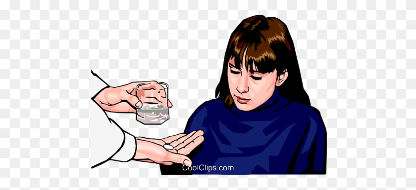 480x325 Girl Taking Pill Royalty Free Vector Clip Art Illustration - Pill Clipart