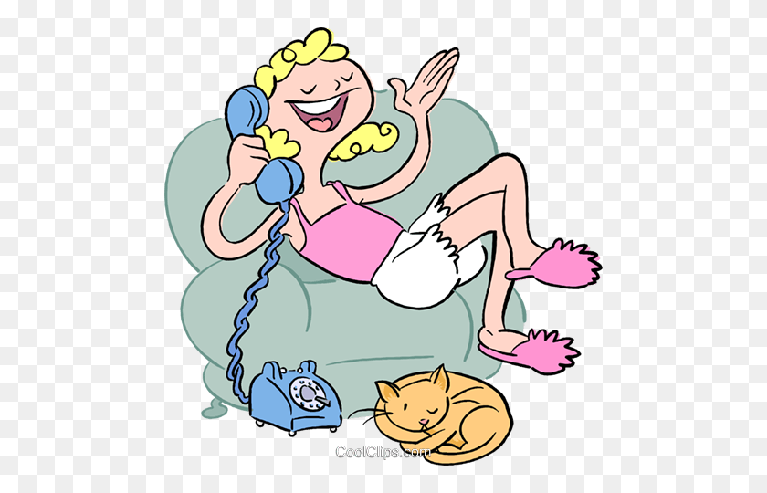 480x480 Girl Talking On The Phone Royalty Free Vector Clip Art - Talking On The Phone Clipart