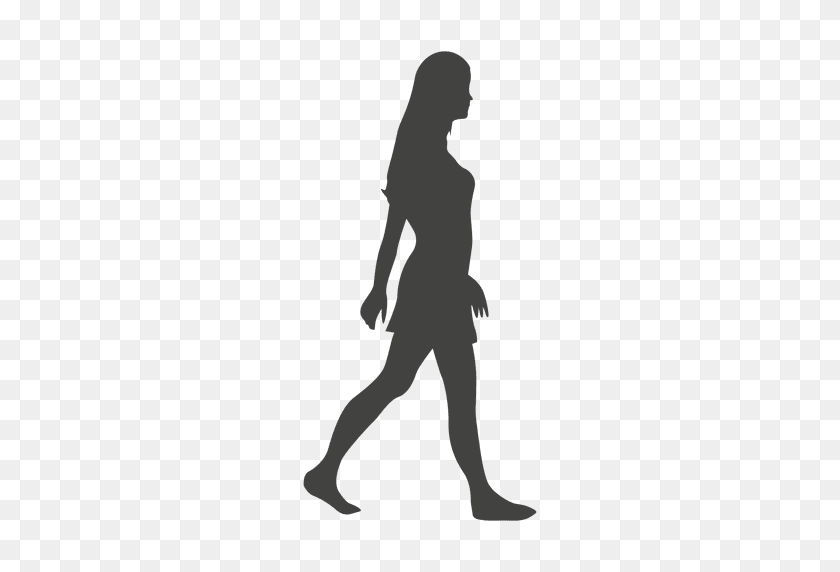 512x512 Girl Walking Barefoot Silhouette - Walking PNG