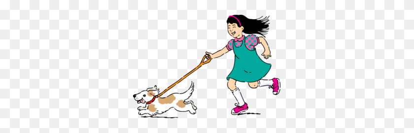 299x210 Girl Walking Dog Clip Art - Girl Walking Dog Clipart