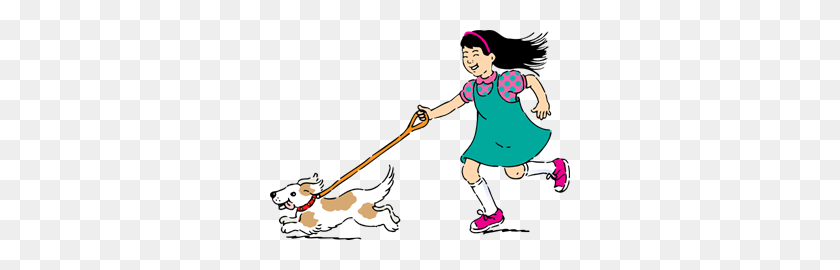 300x210 Girl Walking Dog Png, Clip Art For Web - Dog Playing Clipart