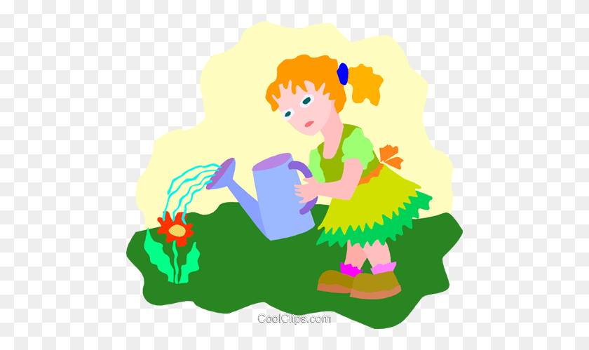 480x439 Girl Watering Flowers Clipart - Watering Flowers Clipart