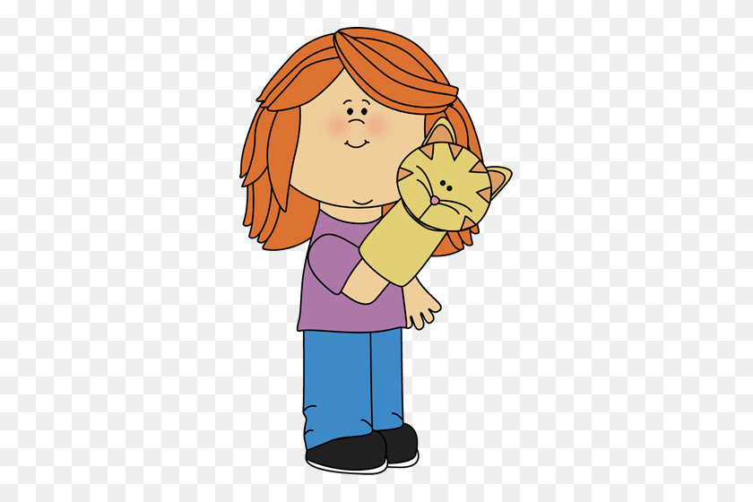 305x500 Girl With A Cat Clipart Collection - Kids Toys Clipart