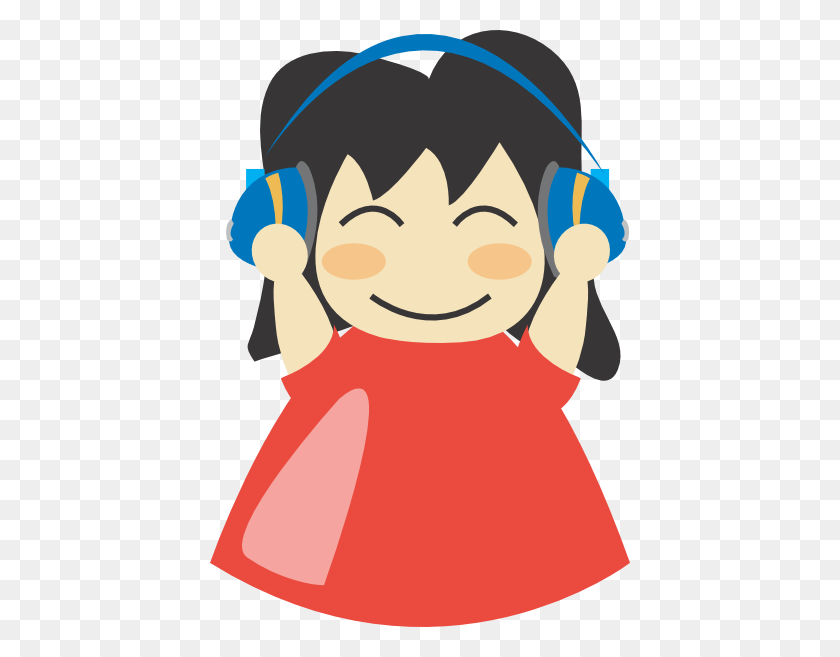 420x597 Girl With Headphones Clip Art - Earphones Clipart