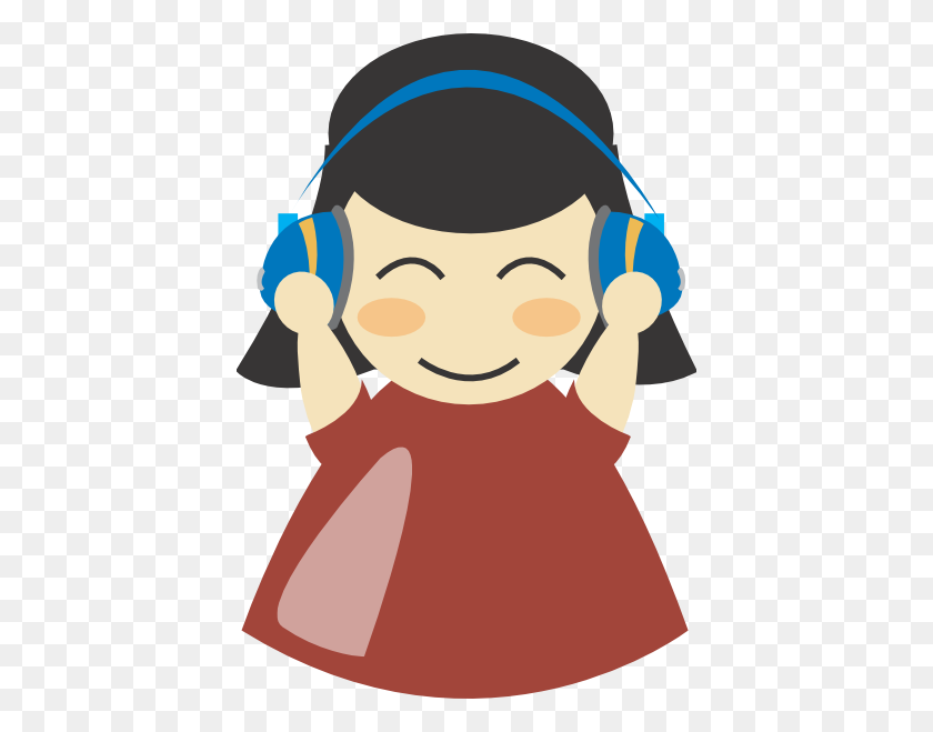 414x599 Girl With Headphones Clip Arts Download - Girl Walking Clipart