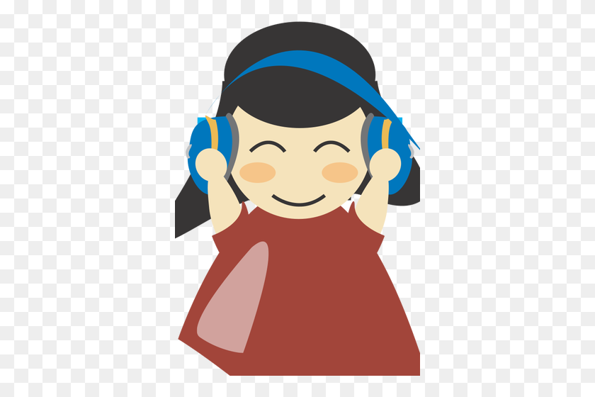 346x500 Girl With Headphones Vector Image - Girl Listening To Music Clipart