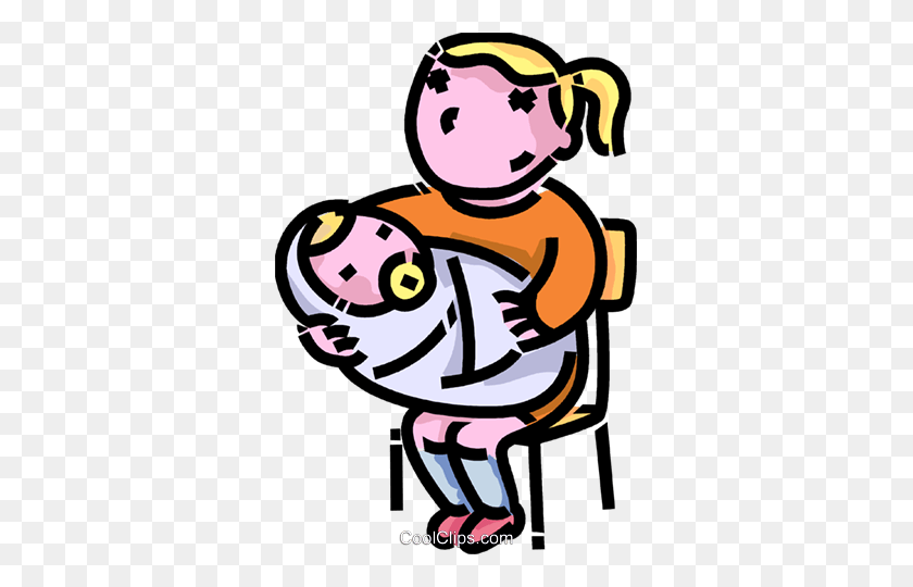 333x480 Girl With His Baby Brother Royalty Free Vector Clip Art - Clipart Brother