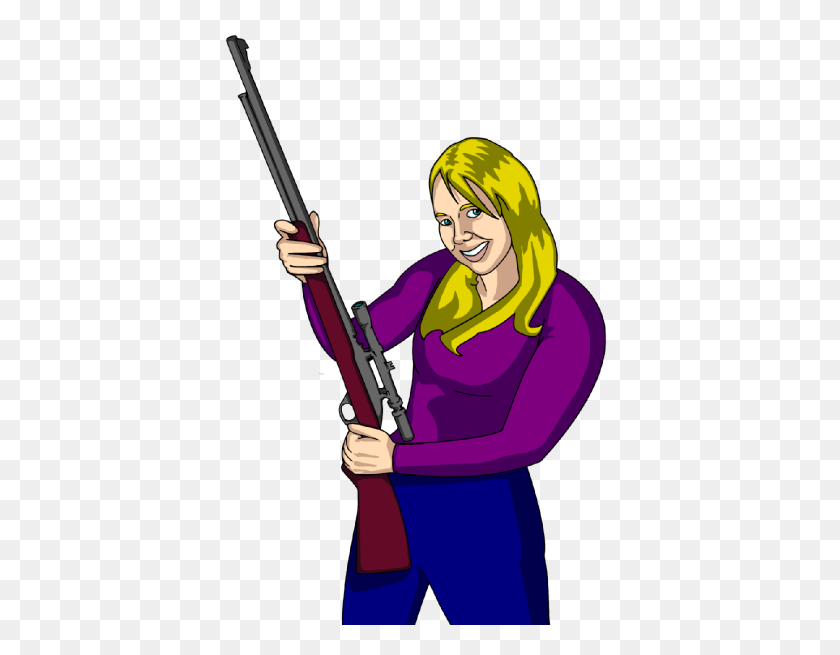 402x595 Chica Con Rifle Clipart - Country Girl Clipart