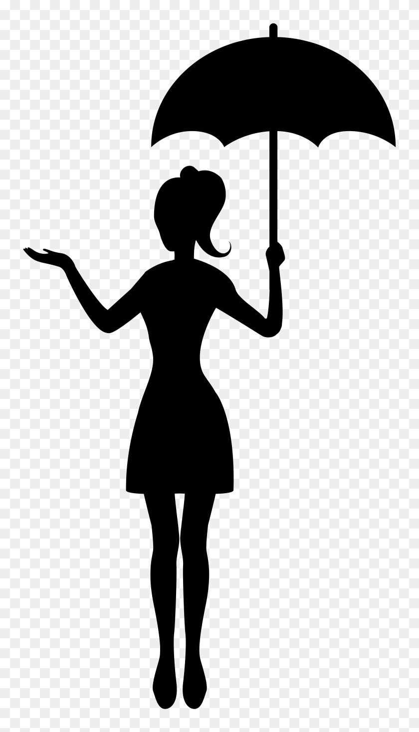 4431x8000 Girl With Umbrella Silhouette Png Transparent Clip Art Image - Send Clipart