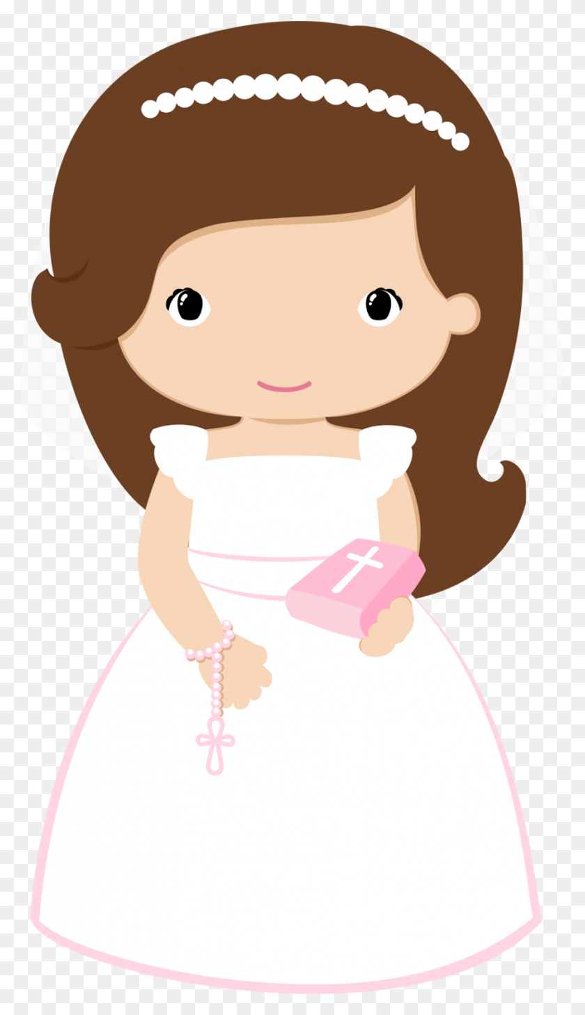 893x1600 Girls In Pink For Their First Communion First Communion - Communion Sunday Clip Art